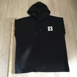 Black Sleeveless Hoodie with Number 23
